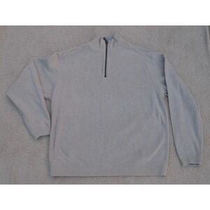 Tommy Bahama‎ Sweater Men Large Pullover Ribbed Mock Neck Cream Jumper 1/4 Zip